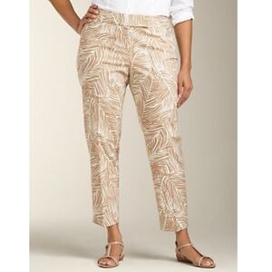 TALBOTS Mid Rise Palm Leave Print Modern Cut Ankle Pants Chinos